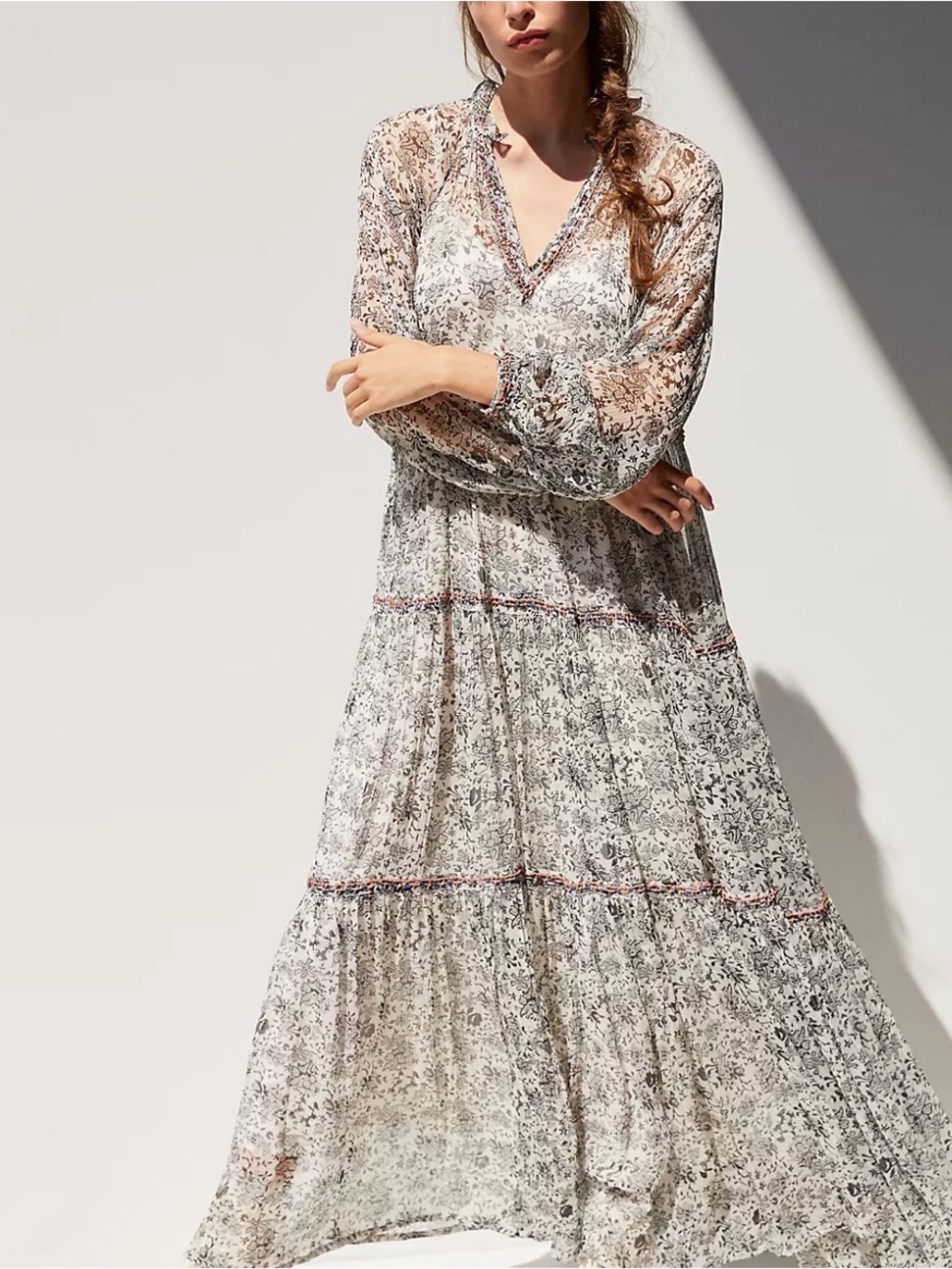 NWT Anthropologie Romilly Tiered Maxi Dress